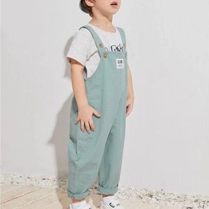 Summer Toddler Boys Kids Child Patched Detail Overall Jumpsuit Mint Green 5T 6T